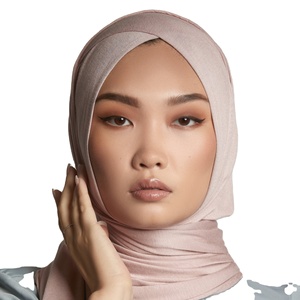 2021 nouvelle mode luxe extensible respirant coton Jersey <span class=keywords><strong>Cirss</strong></span> croix instantanée châle sans lacet Jersey avec trou d'oreille musulman tissu - Product Image 2