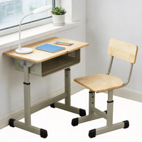 Table d'écolier ergonomique avec grand tiroir et crochet pour casque, hauteur réglable, pieds en métal, design moderne pour usage scolaire