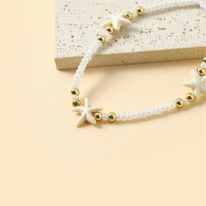 Starfish <b>Anklet</b> White Seed <b>Beads</b> Adjustable Women's Beach Jewelry Foot Ornaments Vintage Style - Product Image 3