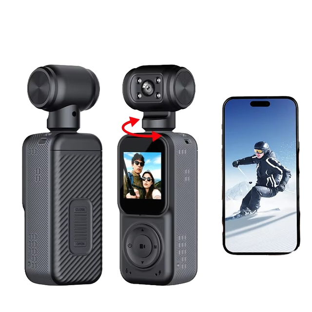 Portable 4K Pocket Action Camera for Outdoor Sports Travel Video Shooting with EIS Stabilization OEM Factory