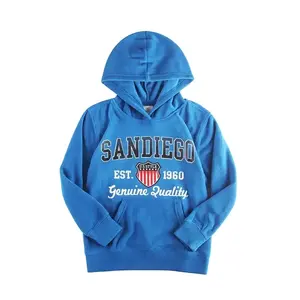 Boy's Blue Cómodas sudaderas con capucha frescas 100% Poliéster Sudaderas con capucha de alta calidad para niños Stock Liquidación