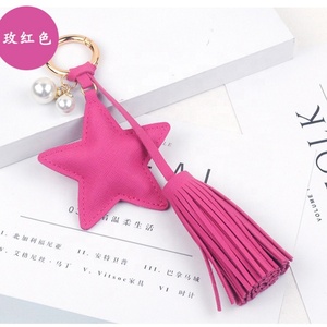 Wholesale Custom Pu Leather Keychains Car Tag Keyrings Custom Star Shape Woven Leather Keychains - Product Image 1