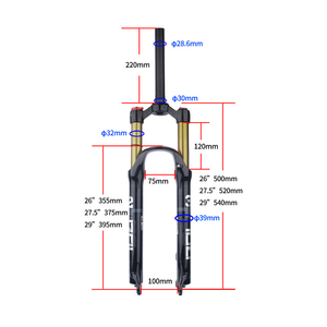 Fourche avant de vélo de montagne BOLANY, fourche à air, amortisseur pneumatique, tube conique, accessoires de vélo, fabricants directs, frein à disque - Product Image 5