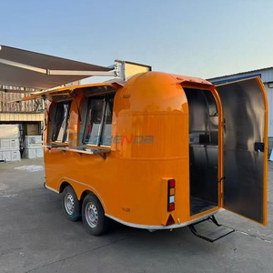 Chariot de restauration mobile orange sur mesure, type plateau, pour la vente de nourriture surgelée en extérieur, chariot à crème glacée, état neuf - Product Image 2