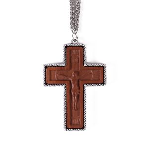 ZD083 Collar de Aleación con Cruz Pectoral Ortodoxa de Madera de Azufaifo Tallada para Uso Diario, Elevación y Oraciones Cristianas Confiadas - Product Image 1