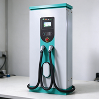 Borne de recharge rapide DC extérieure, unité de chargeur EV à double prise avec écran tactile et arrêt d'urgence, utilisation conviviale