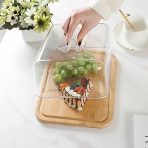 Plateau en bambou avec couvercle transparent pour servir des collations et du thé, usage domestique, plateau de repas portable pour l'extérieur - Product Image 4