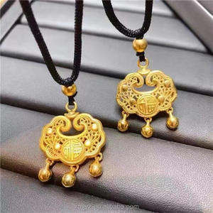 Collar con Cierre Dorado Hueco <span class=keywords><strong>de</strong></span> 24K, Chapado en <span class=keywords><strong>Oro</strong></span>, para Niños, Cierre <span class=keywords><strong>Centenario</strong></span>, Estilo Antiguo, Herencia Cultural - Product Image 2