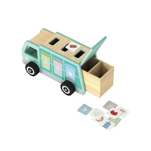 Camion à ordures en bois Puzzle pour enfants Apprentissage Camion de classification des ordures, Éducation en bois Jouets de protection de l'environnement - Product Image 5