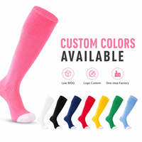Chaussettes de football roses en gros avec logo personnalisé, chaussettes de sport respirantes montantes, prix d'usine, OEM, faible MOQ