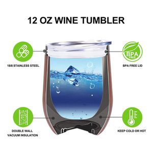 <span class=keywords><strong>Tazas</strong></span> de vino con pintura brillante aislada de acero inoxidable, 12 Oz - Product Image 5