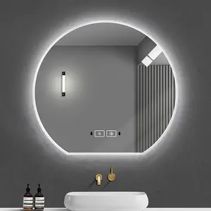 Espejo semicircular inteligente LED con luz antivaho espejo de baño estilo ins tocador colgante de pared espejo de baño de maquillaje