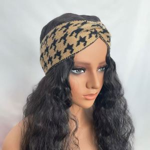 韓国スタイルグリッドパターンニット糸ヘッドバンドレトロワイドファッション女性用ヘアアクセサリー - Product Image 4
