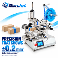 Machine d'étiquetage semi-automatique GenJet pour coins de boîtes avec fixation réglable et contrôle par écran tactile pour l'application de scellage de cartons de vente au détail