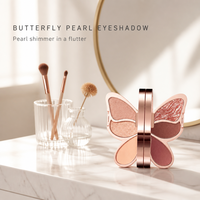 Palette de fards à paupières secs en forme de papillon, quatre couleurs, nacré, étui rose doré, waterproof, éclatant, scintillant, modulable, longue tenue