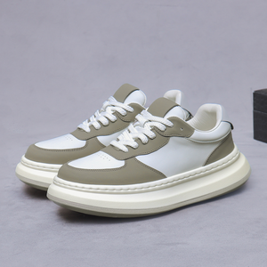 Zapatos deportivos casuales de cuero genuino para hombre, zapatos blancos de piel de vaca, zapatos de moda con suela gruesa que aumentan la altura, zapatos de lujo de alta gama para hombre - Product Image 1