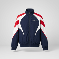 Survêtements personnalisés en gros, ensembles unisexes, survêtements pour hommes coupe ample, ensemble en nylon imperméable, costumes à rayures contrastées pour homme