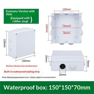 150x150x70mm IP65 <b>Waterproof</b> <b>Junction</b> <b>Box</b> with Rubber Plug Pre-drilled Holes Built-in Sealing Strip Economy ModelTerminal <b>box</b> - Product Image 1