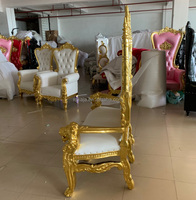 Chaise de luxe Reine de l'amour, trône doré, mobilier, chaise de trône gothique, chaise de trône de mariage en toile de jute, chaises de trône de roi pas chères pour canapé de mariage