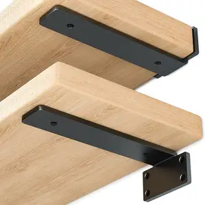 Soporte de estante flotante de 8 pulgadas, soportes ocultos de Metal negro L para estantes de madera flotante