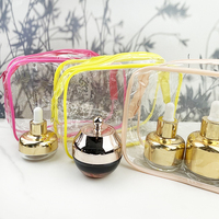 Sac cosmétique étanche en PVC transparent avec fermeture à glissière Trousse de maquillage de voyage pour articles de toilette Emballage imprimé avec logo personnalisé