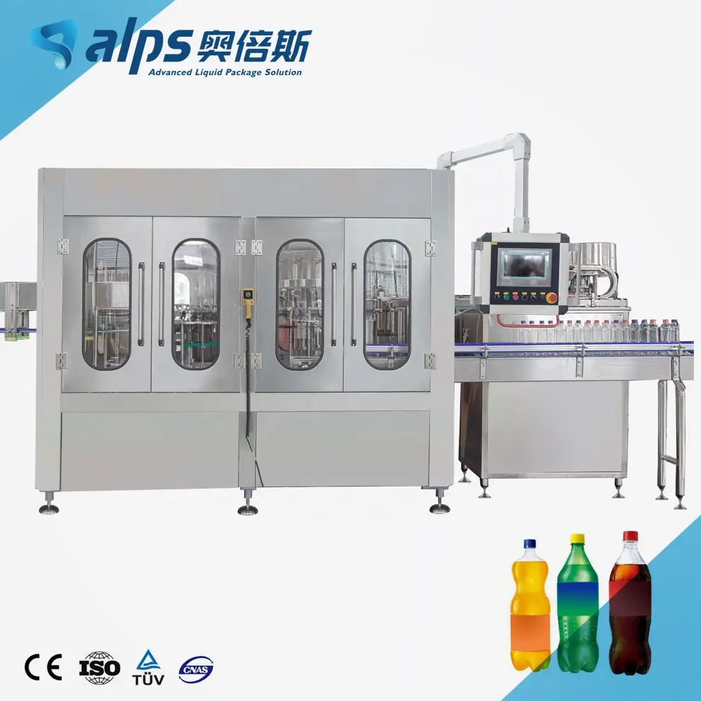 Industrial Soda Water Beverage Bottle Filling Production Line Carbonated Soft CSD Drink Filling Making Machine Plant