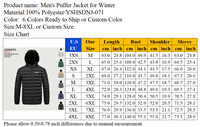 Veste matelassée à capuche amovible pour homme, matelassage horizontal, coupe-vent, veste d'hiver décontractée, grande taille 8XL