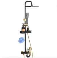 Ensemble de douche mural thermostatique de luxe à poignée unique avec robinet en laiton et céramique et jet de pluie