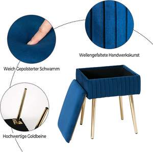 Tabouret rembourré en velours <span class=keywords><strong>bleu</strong></span>, tabouret <span class=keywords><strong>de</strong></span> canapé <span class=keywords><strong>de</strong></span> rangement avec pieds en métal, adapté au salon et à la chambre à coucher - Product Image 5