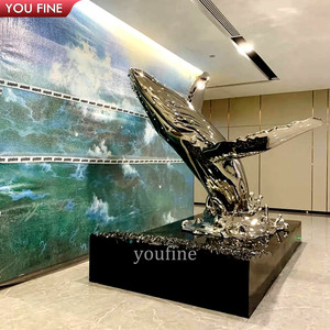 YOUFINE Escultura <span class=keywords><strong>de</strong></span> Ballena Azul Realista <span class=keywords><strong>de</strong></span> Acero Inoxidable Pulido a Espejo <span class=keywords><strong>de</strong></span> Tamaño Natural, Estatua <span class=keywords><strong>de</strong></span> Pez Gigante Aerodinámica para Parque Acuático - Product Image 4