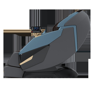 Fauteuil de massage musical de luxe, corps entier, bras robotisé 4D, zéro gravité, usage domestique, bleu et brun foncé - Product Image 3
