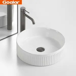 Goala lavabo rotondo moderno antigraffio all'ingrosso per lavabo bianco da bagno