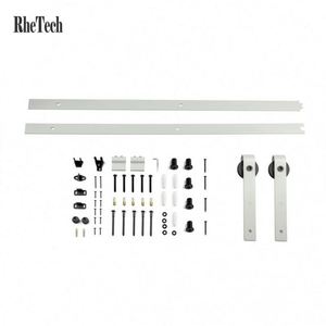 WEKIS Heavy-Duty 6.6ft/2m I-Shape Barn Door Hardware Kit Single Double Track Bypass <b>Bracket</b> Industrial Steel 120KG Capacity - Product Image 4