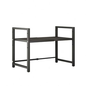 Étagère de rangement métallique rétractable à un seul niveau pour micro-ondes de comptoir avec crochets, support pour couteaux et baguettes - Product Image 3