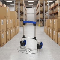 Chariot à main pliable en aluminium avec 2 roues en PP, poignée rétractable, OEM pour déménagement, courses et usage au bureau (bleu)