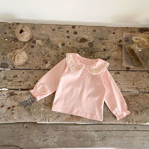 Camicetta Primaverile e Autunnale 2022 per Bambine con Ricamo Semplice, Colletto e Maniche Lunghe in Cotone, 0-3 Anni - Product Image 3