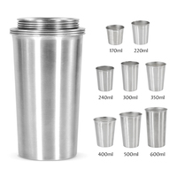 Usine économique simple paroi en acier inoxydable tasse mode bière tasse 7 en 1 ensemble gobelets voyage tasses Camping tasse