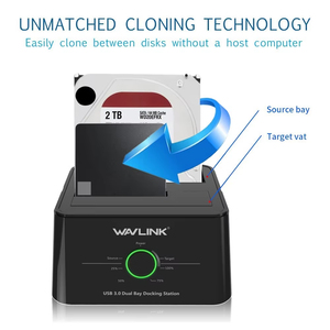 แท่นเชื่อมต่อฮาร์ดดิสก์ภายนอก <span class=keywords><strong>Wavlink</strong></span> Dual Bay SATA เป็น USB3.0 สำหรับฮาร์ดดิสก์/SSD ขนาด 2.5/3.5 นิ้ว พร้อมฟังก์ชันโคลนออฟไลน์/UASP - Product Image 3