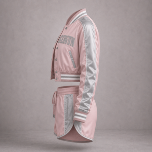 Ensemble veste de baseball courte et short personnalisés avec coque en satin et broderie appliquée - Product Image 4
