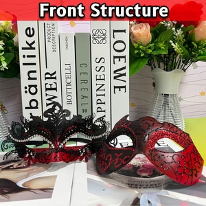 Halloween ulang tahun Tahun Baru kostum Fancy Dress masker untuk Wanita Pria Pasangan topeng ABS bahan dapat digunakan kembali hitam perlengkapan pesta - Product Image 2