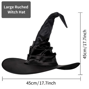 Chapeau de Sorcière d'Halloween pour Femme, Noir Plissé, avec Pendentif Araignée et Chauve-souris, pour Fête, Cosplay, Chapeau Magique Torsadé, Masquerade - Product Image 2