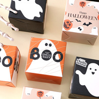 Nouvelle Arrivée Boîte Cadeau Thème Halloween Fantôme & Citrouille Mignons de Dessin Animé, Emballage Réutilisable pour Bonbons et Biscuits, Boîte Vide en Gros
