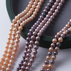 Perlas Sueltas de Agua Dulce Naturales de Color Rosa Morado de 9-11 mm, Directamente de Fábrica, para DIY, Cuentas Redondas Semiterminadas para Collar - Product Image 2