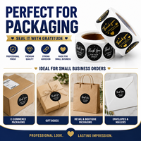 Schwarze Goldfolie Runde Klebeetiketten auf Rolle für Kleinunternehmen-Verpackungen Großhandel Individuelle Dankeschön-Aufkleber
