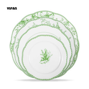 Elegant <b>Green</b> Retro Village Modern Lily Valley Muguet Vintage Exquisite Country Dinnerware Set Ceramic Wedding Party Banquet - Product Image 1