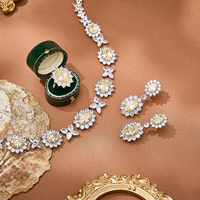 Parures de bijoux de luxe en laiton et zircone de haute qualité, en forme de tournesol, vente en gros d'usine, pour mariages à Dubaï