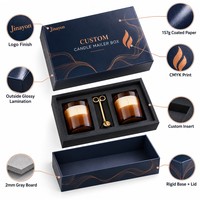 Boîte d'expédition pour bougies avec logo personnalisé, emballage cadeau rigide, papier couché 157 g/m², carton gris 2 mm, impression CMYK, pelliculage brillant