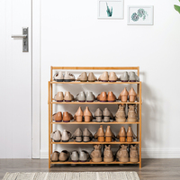 Étagère à chaussures en bambou multicouche Organisateur de rangement moderne en acier inoxydable Étagère pliable et portable pour la maison, les meubles et le salon