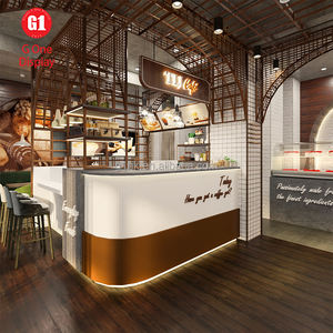 Conception d'intérieur personnalisée pour café, décoration moderne de boulangerie, comptoir de présentation alimentaire en surface solide pour restaurant - Product Image 4