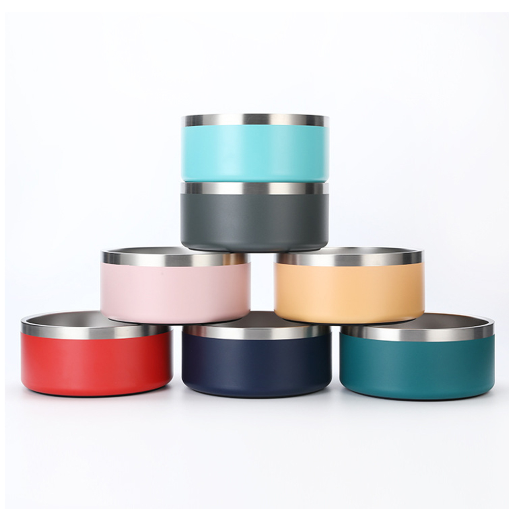 Оптовая продажа, миска для собак с двойными стенками из нержавеющей стали, 32 унции, 64 унции, производитель миски из нержавеющей стали с логотипом на заказ